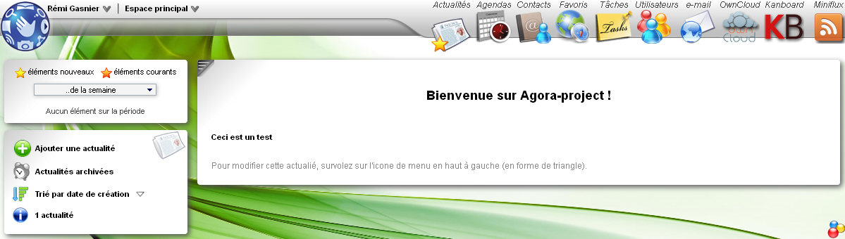 Accès aux espace d'Agora Project